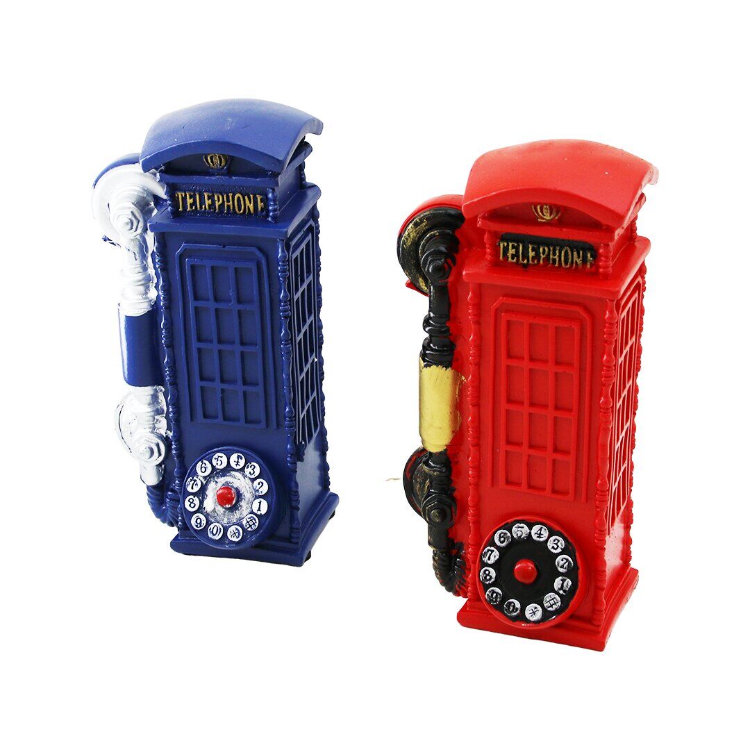 KUMBARA TELEFON KULÜBESİ VİNTAGE DEKORATİF BİBLO KUMBARA RENKLİ 20X6X6CM REÇİNE