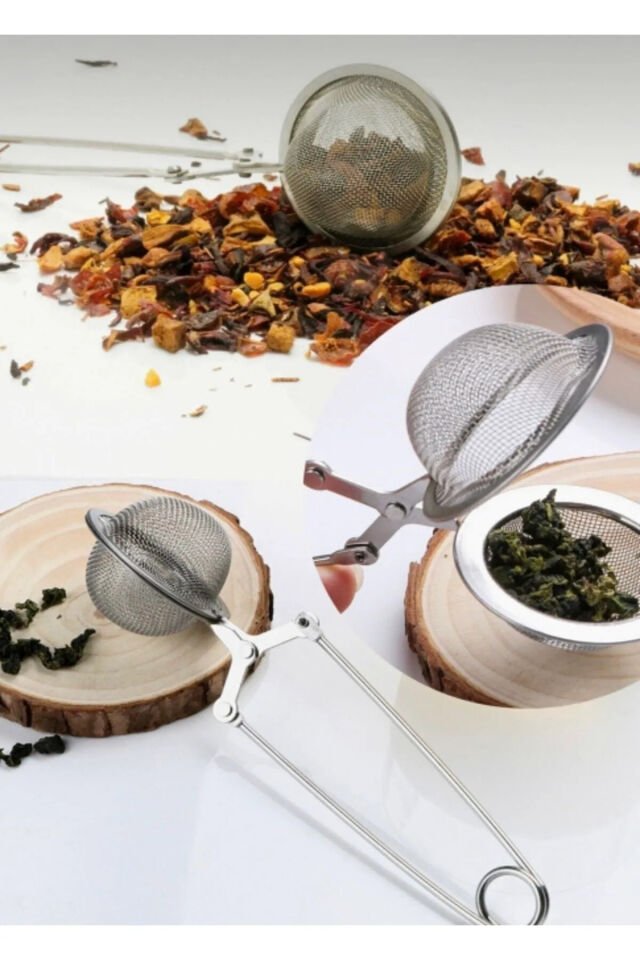 Pratik Paslanmaz Çelik Un Kakao Pudra Şekeri Eleği -Maşalı Bitki Çayı Demleme Süzgeci