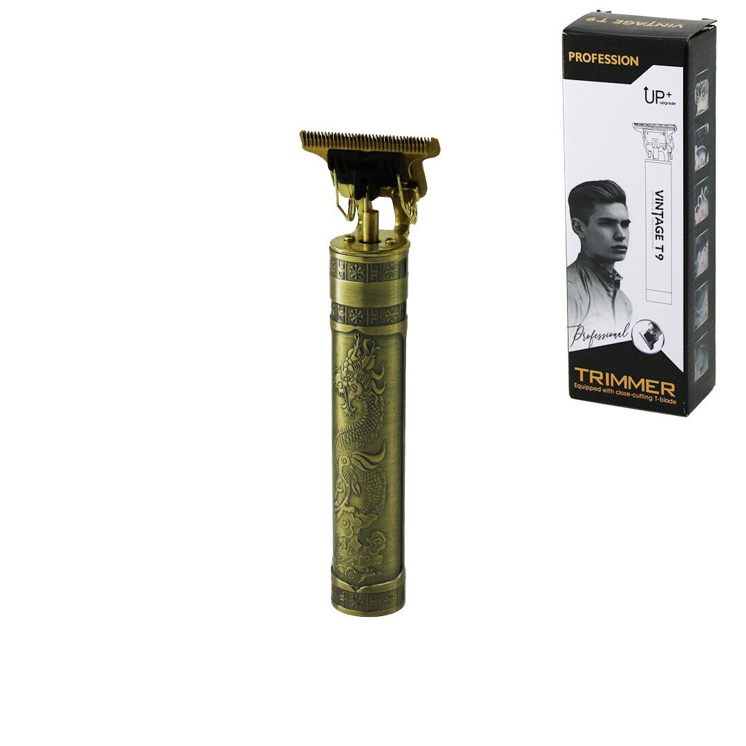 VINTAGE T9 ( T BIÇAK ) ( BASKILI PLASTİK GÖVDE ) ( ENSE ÇİZİM & SAÇ SAKAL KESME ) TRAŞ MAKİNESİ ( USB ŞARJLI )*100