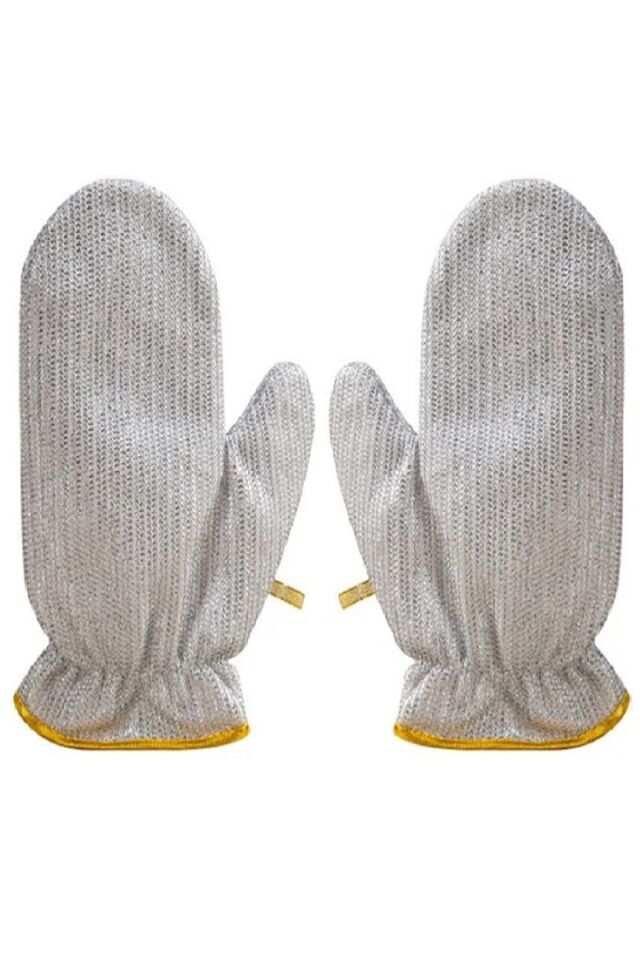 2li Telli Bulaşık Eldiveni Su Geçirmez Kir Sökücü Tava Tencere Ovma Mutfak Banyo Temizlik Eldiveni