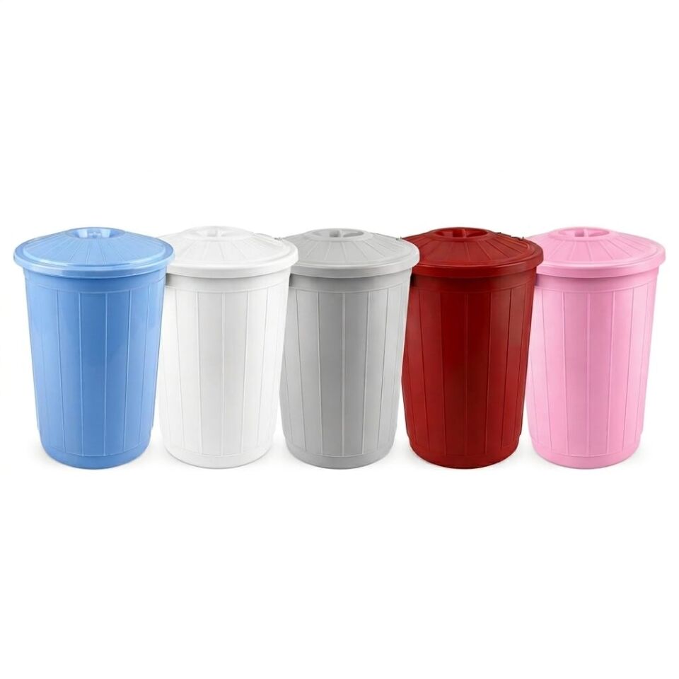 Çöp Kovası 70 Lt Çöp Kovası Kapaklı Büyük Boy Çöp Bidonu Dayanıklı Çöp Kovası - Gri