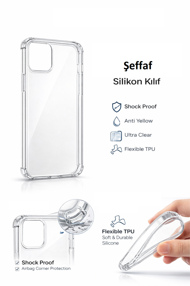 Samsung Galaxy A35 Uyumlu Şeffaf Silikon Telefon Kılıfı Esnek Darbe Koruyucu