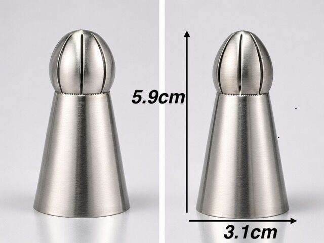 5'li Profesyonel Rus Top Duy Ucu Seti – 5.9 cm Büyük Boy Paslanmaz Çelik Krema Sıkma ve Fırfır Uçları