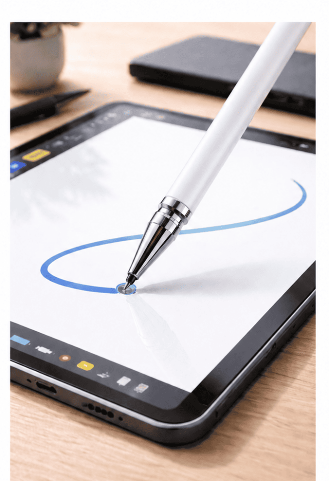 Samsung J510 Uyumlu Dokunmatik Stylus Kalem Disk Uçlu Hassas Beyaz Tablet Telefon Çizim Kalemi